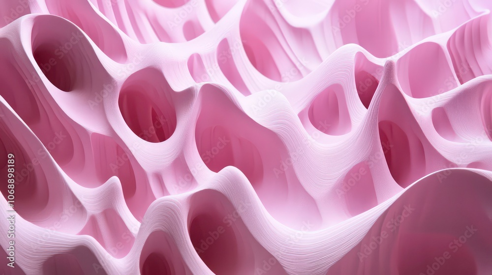 Poster a pink decorative design with a wavy shape dimension