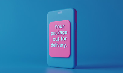 Package delivery notification on smartphone digital communication modern lifestyle indoor setting close-up view convenience concept