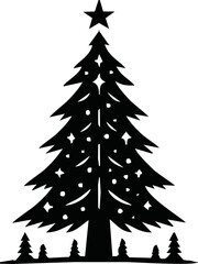 Obraz premium Christmas tree with ornaments vector illustration.