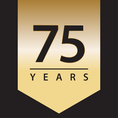 75 years tag golden gradient for celebration, events, anniversary