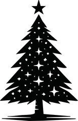 Christmas tree with ornaments vector illustration.