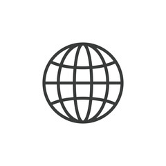 Global sign, icon in line design. Global, world, sign, globe, international, earth, map on white background vector. Global sign editable stroke icon