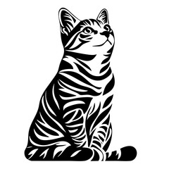 A Bengal cat in a stylish vector design showcasing its distinctive stripes and alert demeanor, perfect for feline enthusiasts and modern art lovers
