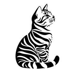 A stylish vector illustration of a Bengal cat showcasing its distinctive markings and graceful posture, perfect for feline lovers and design enthusiasts alike