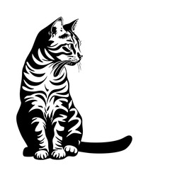 A Bengal cat in a striking vector design showcasing its unique striped pattern and elegant posture