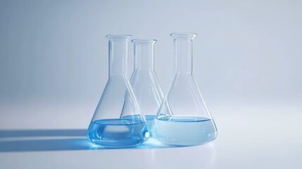 Laboratory Glassware with Colorful Liquid Samples