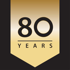 80 years tag golden gradient for celebration, events, anniversary