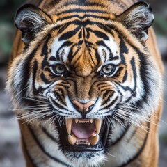 Obraz premium Majestic Tiger Displaying Power and Intensity