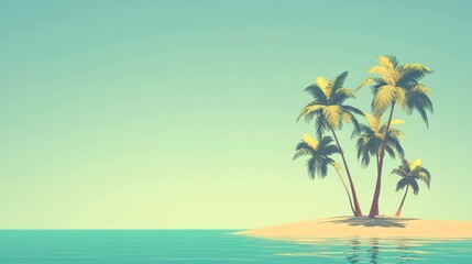Fototapeta premium A serene tropical island with palm trees and calm waters, evoking relaxation and escape.