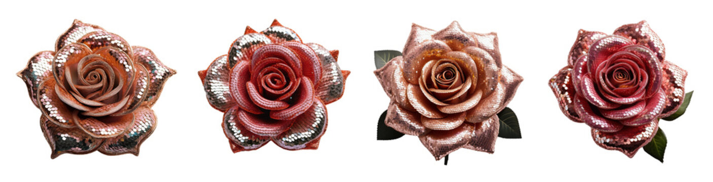 Set of sequined decorative roses.