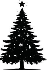 Christmas tree with ornaments vector illustration.