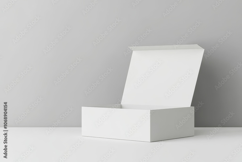 Poster white open box on white background. concept for product mockups or presentations.