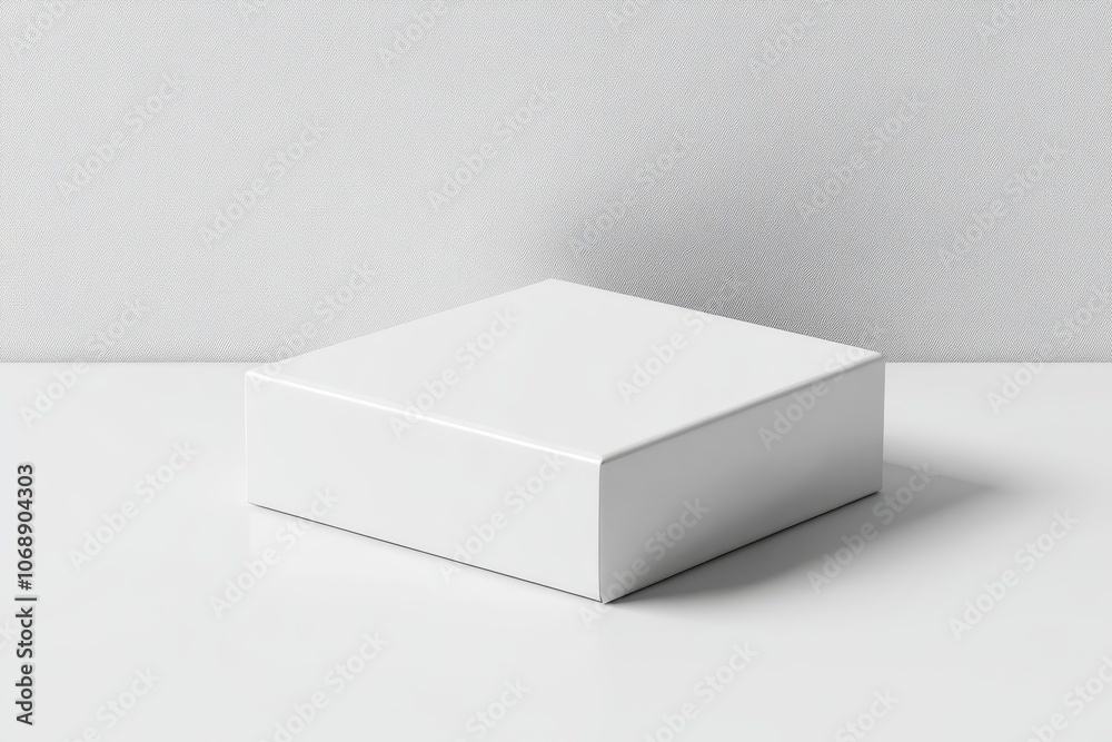 Poster minimalist product mockup of a white box on a white background. ideal for showcasing branding, packa