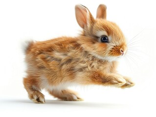 Obraz premium Cute Bunny Rabbit Jumping on White Background