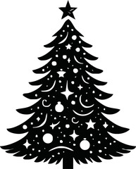 Christmas tree with ornaments vector illustration.