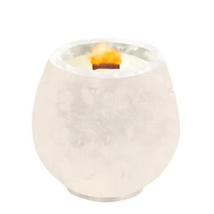 Watercolour digital a white wax candle in a plaster pot, candle clip art 