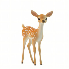 Fototapeta premium White deer standing gracefully on a white background surrounded by nature