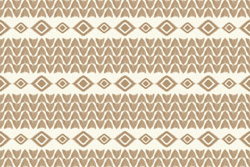 Seamless Repeatable Abstract Geometric Pattern in Beige Color.Hand-drawn Ikat folklore ornament with diamonds. Tribal ethnic texture. Seamless striped pattern in Aztec style.Design for texture, fabric