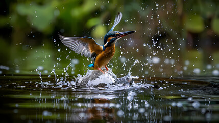 Fototapeta premium colorful bird over the water Generated AI 