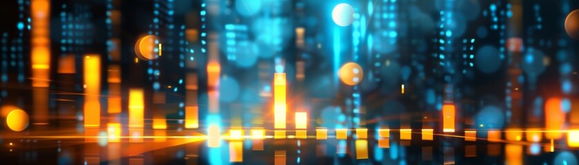 Fototapeta premium Blue and Yellow Stock Market Chart Background