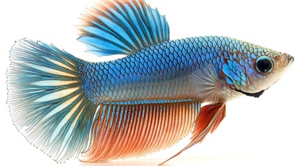 Fototapeta premium Colorful Siamese Fighting Fish with Blue and Orange Fins