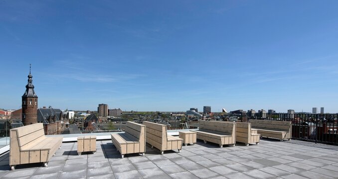 Roof teras at Groningen. Modern architecture. 