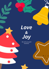 Festive Christmas Card with Christmas Elemen Decoration