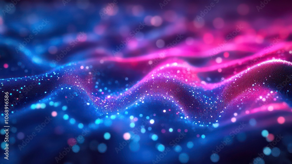 Aufkleber Abstract waves of light and particles creating a cosmic atmosphere.