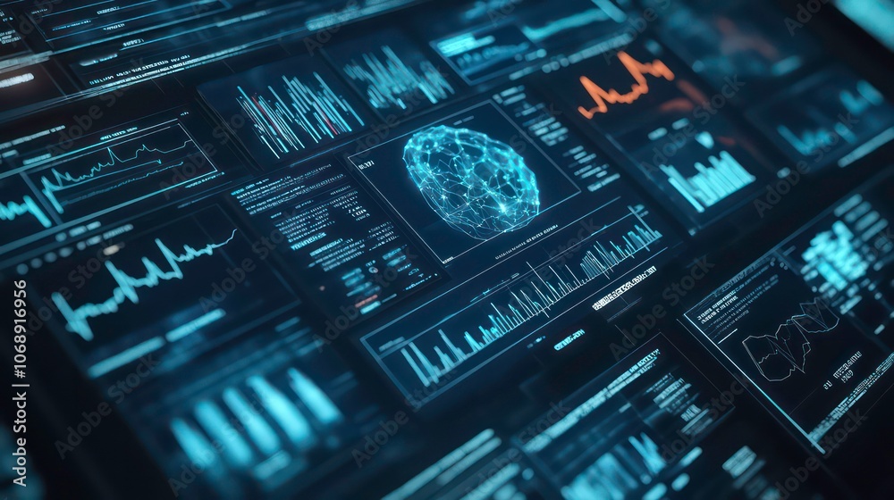 Poster Data visualization displays showcasing scientific analysis and metrics.