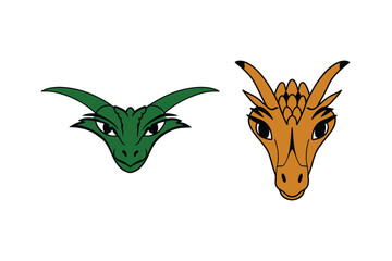 2 Sets of Minimal Dragon Face Logo Vector Illustration Art for Modern Branding