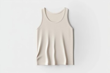 Showcase your style with a minimalist mockup of a white tank top flat lay on clean background