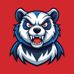 Mascot Panda Face Sharp Teeth Glaring Eyes Vector Illustration Art for Wildlife and Branding