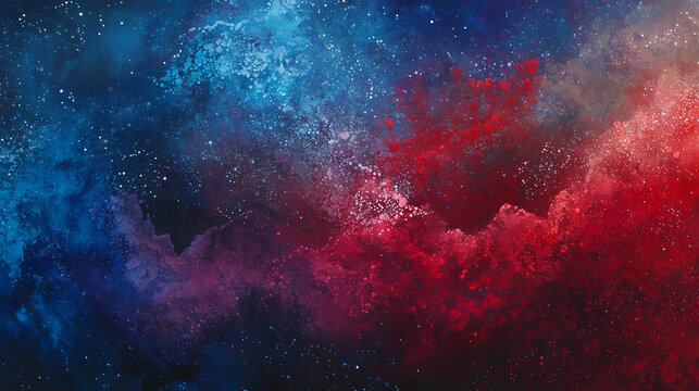 Grainy gradient of cosmic reds to deep blues captures the essence of a nebulous galaxy, full of mystery and wonder. Cosmic. Illustration