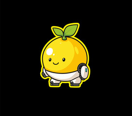 lemon robot sticker mascot vector design