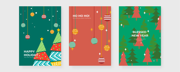 Festive Holiday Greeting Cards With Christmas Decorations. Illustrations of Christmas-themed greeting cards featuring ornament. Perfect for holiday celebrations and spreading joy Christmas season © Badr Warrior