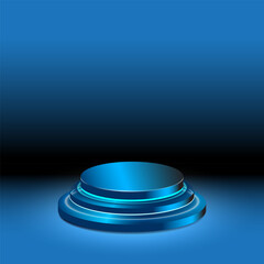 Vector space age shiny blue three level 3D pedestal futuristic podium background for AI related projects