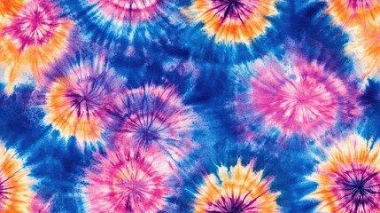Vibrant tie dye pattern featuring artistic watercolor textures and floral hand drawn elements perfect for textile design fabric patterns home decor