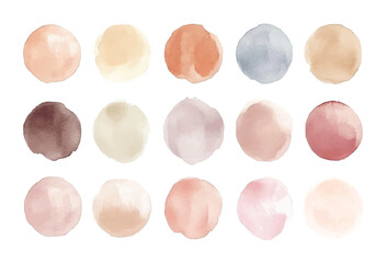 Set of pastel watercolor blobs shapes. Hand Painted Round brush strokes. Vector illustration