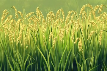 Obraz premium green rice field