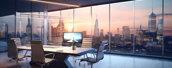 Modern Corporate Office with Panoramic City View