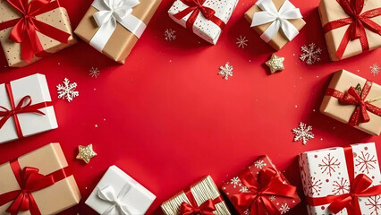 christmas gift box red background