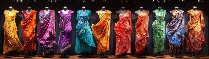 Colorful Sarees on Mannequins.