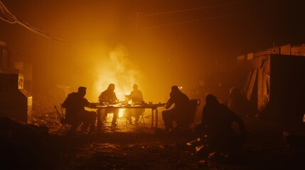 Midnight Meeting of Scavengers in Post-Apocalyptic Dieselpunk World