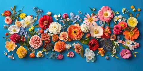 A beautifully arranged overhead view showcasing vibrant blossoms that represent the essence of springtime flowers in full bloom.