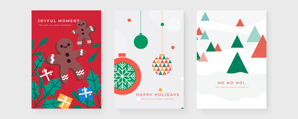 Festive Holiday Greeting Cards with Christmas Icons