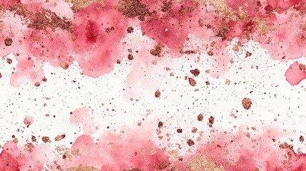 Seamless pattern of rose gold glitter mixed with hand painted pink splashes on a clean white backdrop elegant design for textiles wallpapers crafting projects