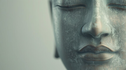 portrait of a bronze Buddha's face