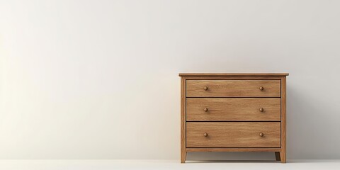 Fototapeta premium A brown wooden chest of drawers stands alone against a white background, providing ample empty space for additional text or content.