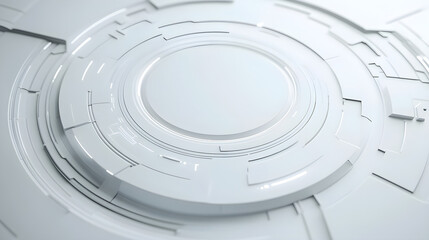 Obraz premium Abstract white circular tech interface with intricate patterns and light reflections