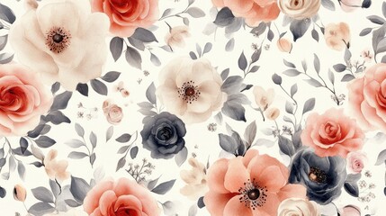 Sweet flower watercolor seamless pattern featuring delicate blooms ideal for beauty product packaging
